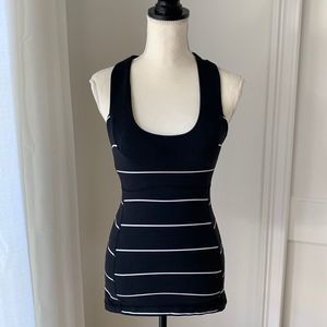 Lululemon black & white striped racer back tank